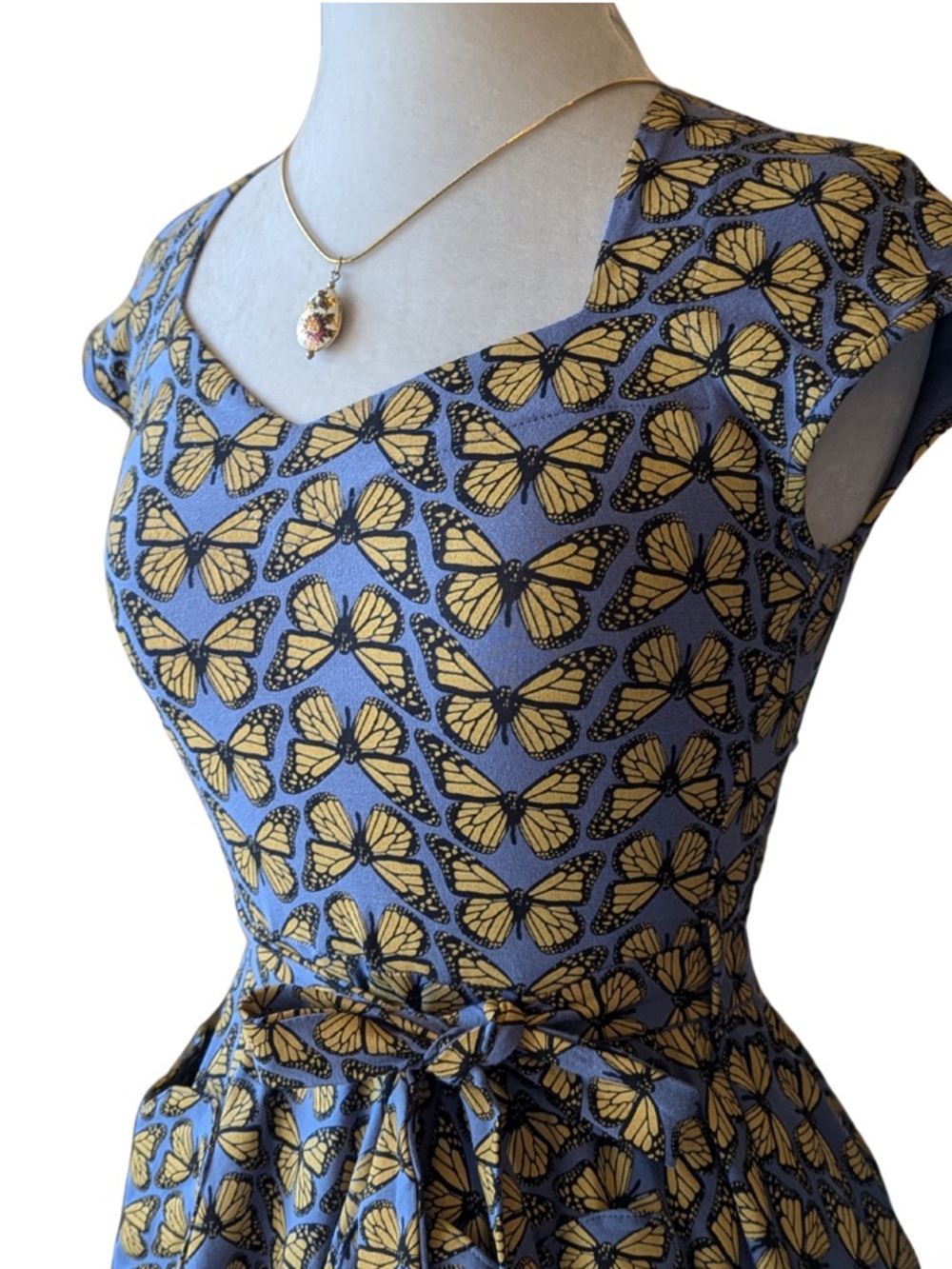 Effie’s Heart Deneuve Blue Yellow Dress Monarch Butterfly Retro Rockabilly Mod